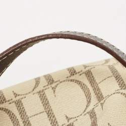 Carolina Herrera Cream/Brown Monogram Coated Canvas and Leather Chain Hobo