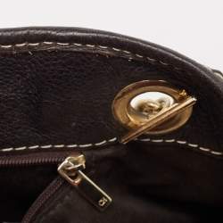 Carolina Herrera Cream/Brown Monogram Coated Canvas and Leather Chain Hobo