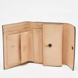 Carolina Herrera Brown Monogram Embossed Leather Trifold Wallet