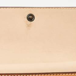 Carolina Herrera Brown Monogram Embossed Leather Trifold Wallet