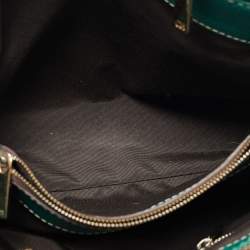 Pre Owned Carolina Herrera Green Monogram Embossed Leather Matteo Tote
