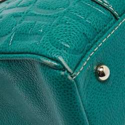 Pre Owned Carolina Herrera Green Monogram Embossed Leather Matteo Tote
