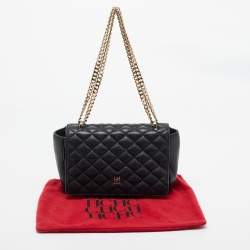 Carolina Herrera Black Quilted Leather Flap Chain Shoulder Bag