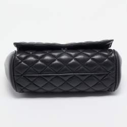 Carolina Herrera Black Quilted Leather Flap Chain Shoulder Bag