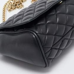 Carolina Herrera Black Quilted Leather Flap Chain Shoulder Bag