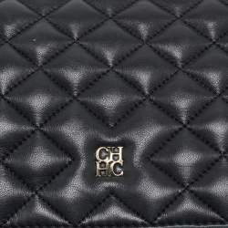 Carolina Herrera Black Quilted Leather Flap Chain Shoulder Bag