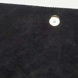 Carolina Herrera Black Diagonal Quilted Patent Leather Flap Top Handle Bag