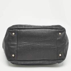 Carolina Herrera Black Monogram Embossed Leather Audrey Tote