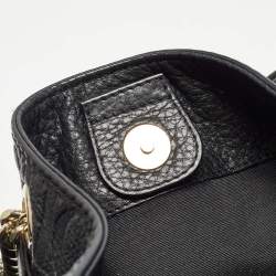 Carolina Herrera Black Monogram Embossed Leather Audrey Tote