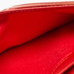 Carolina Herrera Red Monogram Embossed Leather Bifold Long Wallet