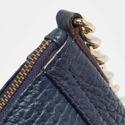 Carolina Herrera Navy Blue Leather Maria Tassel Hobo 