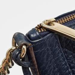 Carolina Herrera Navy Blue Leather Maria Tassel Hobo 