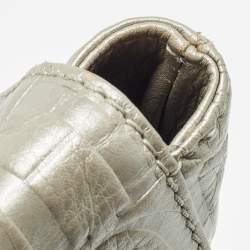 Pre Owned Carolina Herrera Silver Monogram Leather Audrey Shoulder Bag