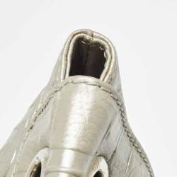 Pre Owned Carolina Herrera Silver Monogram Leather Audrey Shoulder Bag