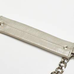 Pre Owned Carolina Herrera Silver Monogram Leather Audrey Shoulder Bag