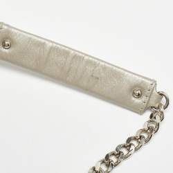 Pre Owned Carolina Herrera Silver Monogram Leather Audrey Shoulder Bag