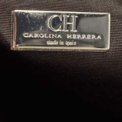 Pre Owned Carolina Herrera Silver Monogram Leather Audrey Shoulder Bag