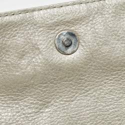 Pre Owned Carolina Herrera Silver Monogram Leather Audrey Shoulder Bag