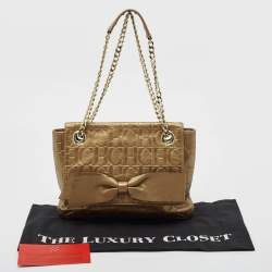 Carolina Herrera Gold Monogram Leather Audrey Shoulder Bag