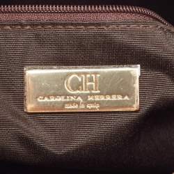 Carolina Herrera Gold Monogram Leather Audrey Shoulder Bag