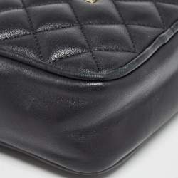 Carolina Herrera Black Quilted Leather Mini Chain Crossbody Bag 