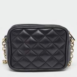 Carolina Herrera Black Quilted Leather Mini Chain Crossbody Bag 