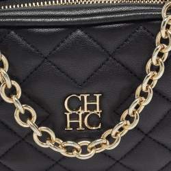 Carolina Herrera Black Quilted Leather Mini Chain Crossbody Bag 
