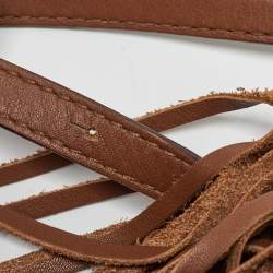 Carolina Herrera Brown Leather Fringe Detachable Crossbody Bag