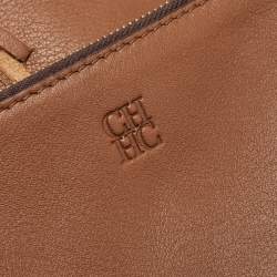 Carolina Herrera Brown Leather Fringe Detachable Crossbody Bag