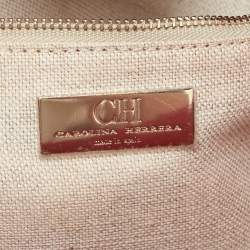 Carolina Herrera Red Monogram Embossed Leather Duchess Tote