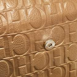 Carolina Herrera Gold Monogram Leather Audrey Shoulder Bag