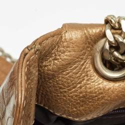 Carolina Herrera Gold Monogram Leather Audrey Shoulder Bag