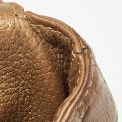 Carolina Herrera Gold Monogram Leather Audrey Shoulder Bag