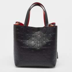مملوكة مسبقًا Carolina Herrera Black Monogram Embossed Leather Small Matryoshka Locked Tote