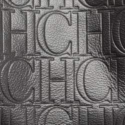 مملوكة مسبقًا Carolina Herrera Black Monogram Embossed Leather Small Matryoshka Locked Tote