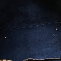 Pre Owned Carolina Herrera Blue/Beige Monogram Embossed Leather Andy Tote