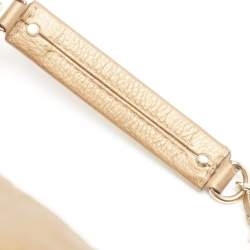 Carolina Herrera Gold Monogram Embossed Leather Bow Bucket Bag