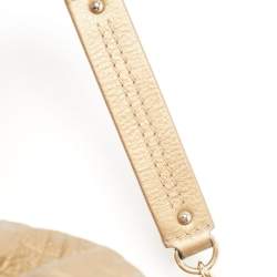 Carolina Herrera Gold Monogram Embossed Leather Bow Bucket Bag