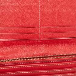 Carolina Herrera Red Monogram Embossed Leather Flap Continental Wallet