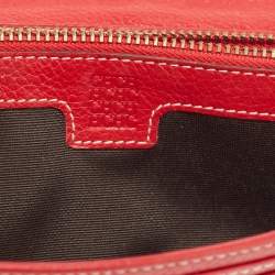 Carolina Herrera Red Monogram Embossed Leather Flap Continental Wallet