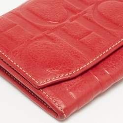 Carolina Herrera Red Monogram Embossed Leather Flap Continental Wallet