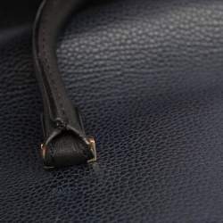 Pre Owned CH Carolina Herrera Blue Nubuck and Leather Zip Tote