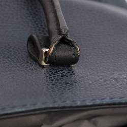 Pre Owned CH Carolina Herrera Blue Nubuck and Leather Zip Tote