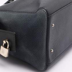 Pre Owned CH Carolina Herrera Blue Nubuck and Leather Zip Tote