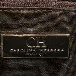 Pre Owned Carolina Herrera Grey Monogram Embossed Leather Audrey Flap Shoulder Bag