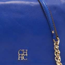Carolina Herrera Blue Leather New Baltazar Flap Shoulder Bag