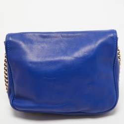 Carolina Herrera Blue Leather New Baltazar Flap Shoulder Bag