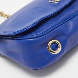 Carolina Herrera Blue Leather New Baltazar Flap Shoulder Bag