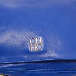 Carolina Herrera Blue Leather New Baltazar Flap Shoulder Bag