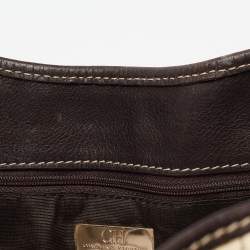 Carolina Herrera Cream/Brown Monogram Coated Canvas and Leather Chain Tote